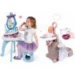 Smoby Set přebalovací kufřík s postýlkou a židlí Natur Baby Nurse a kosmetický stolek Frozen se židlí – Zboží Mobilmania