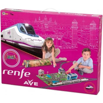 Pequetren vysokorychlostní vlak Renfe Ave s modelem města a horským tunelem