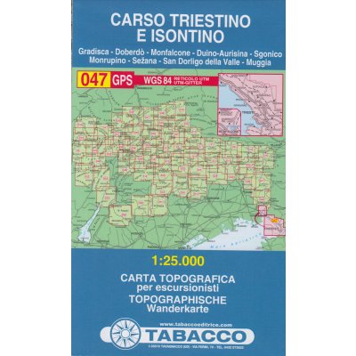 Carso Triestino e Isontino 1:25 000 turistická mapa TABACCO #47 – Zboží Mobilmania