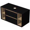 Koupelnový nábytek Emmy Design LARK 100 cm černá/halifax se dvěma zásuvkami 60 cm a se dvěma otevřenými nikami 2x20 cm po stranách, pro umyvadla na desku