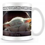 CurePink Bílý keramický hrnek Star Wars Hvězdné války TV seriál The Mandalorian When your song comes on MG25846 315 ml – Sleviste.cz