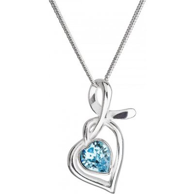 Evolution Group Stříbrný se Swarovski krystaly srdce modré 32071.3 Aqua