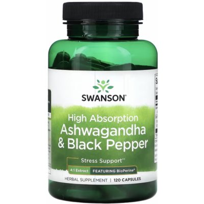 Swanson High Absorption Ashwagandha & Black Pepper 120 kapslí – Hledejceny.cz