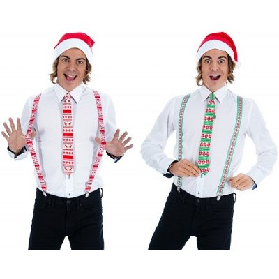 CHAKS Sada vánoční – čepice kšandy kravata