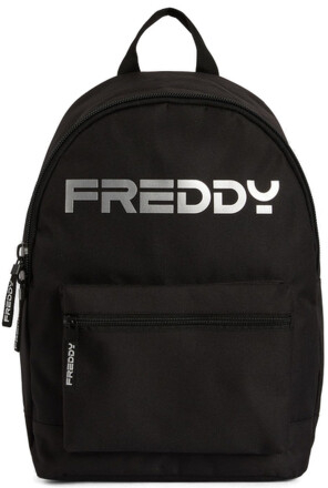 FREDDY-Backpack with a silver logo and outer pocket-Black Černá 25 l