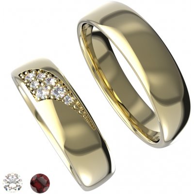 Aranys Zlaté snubní prsteny Granát 16129 – Zboží Mobilmania