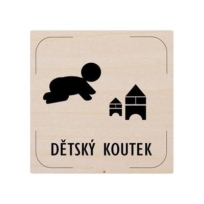 Cedulka na dveře - Dětský koutek - piktogram, dřevěná tabulka, 80 x 80 mm – Zbozi.Blesk.cz