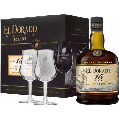 El Dorado 15y 43% 0,7 l (dárkové balení 2 sklenice) – Zboží Dáma