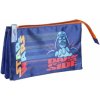 Školní penál CurePink Trojitý Star Wars Hvězdné války 3 kapsy 23 x 13 x 3 cm polyester