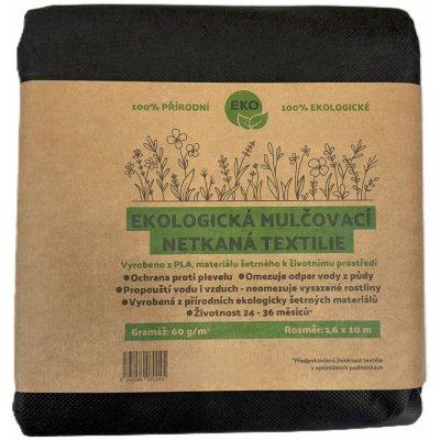 Spunbond Ekologická netkaná textilie ECO PLA, 60g/m2, 10m x 1,6m černá, 100% rozložitelná – Sleviste.cz