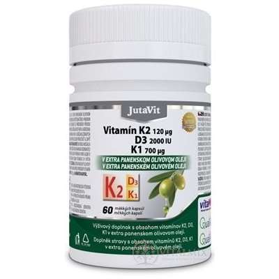 JutaVit Vitamin K2 120 µg, D3 2000 IU, K1 700 µg 60 měkké tobolky – Hledejceny.cz