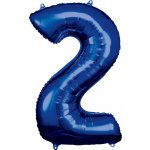 Amscan Balónek fóliový narozeniny číslo 2 modrý 86 cm
