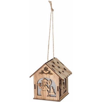 Koopman Závěsná LED vánoční dekorace dřevěný domek, různé druhy, 9 x 7 x 10 cm – Hledejceny.cz