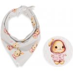 Biante dětský bavlněný šátek Sandra SA-538 Růžoví zajíčci a ptáčci na bílém – Zboží Dáma