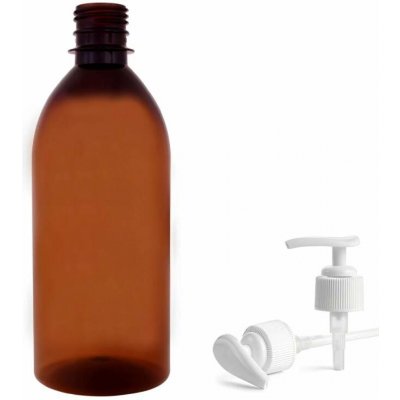 Tera Plastová lahvička hnědá s bílou pumpičkou Tera 500 ml – Zboží Dáma