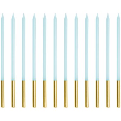 PartyDeco Dortové svíčky modré dlouhé se zlatým koncem – Zboží Mobilmania