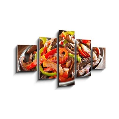 Obraz 5D pětidílný - 125 x 70 cm - mexican food - beef fajitas and bell peppers mexické jídlo