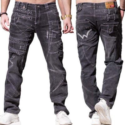 KOSMO LUPO kalhoty pánské KM001-2 džíny jeans tmavě šedá