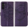 Pouzdro a kryt na mobilní telefon Samsung PROTEMIO 70567 ART BUTTERFLY Peňaženkový obal pre Samsung Galaxy A15 / A15 5G tmavofialové