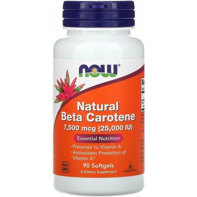 NOW Foods Beta Carotene Natural 25 000 IU 90 softgel kapslí – Hledejceny.cz