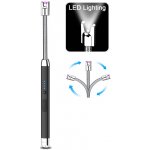 Handy 603 plazmový USB s LED světlem / černý Krbový kuchyňský BBQ kovový elektrický plazmový USB nabíjení flexibilní. – Zboží Mobilmania