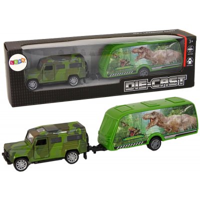 LEANToys Import Sada vozidel Jeep s přívěsem pro tahání dinosaurů – Zbozi.Blesk.cz