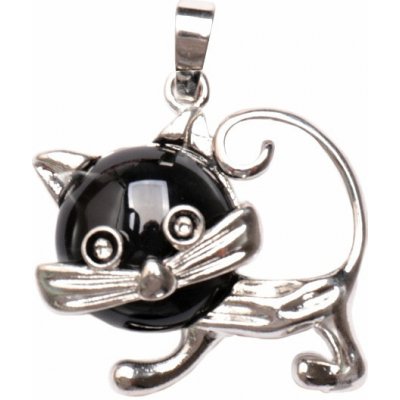 Nefertitis Achát černý fashion přívěsek v podobě kočky NF17461 výška – Zboží Mobilmania