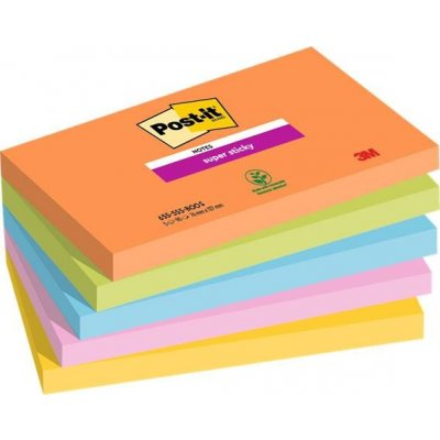 3M POSTIT Samolepicí blok poznámkových lístků, 76 × 127 mm, 5 × 90 listů, 3M POST-IT „Super Sticky Boots“, různé barvy 7100258793 – Hledejceny.cz