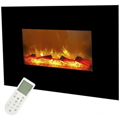 Kingfisher Nástěnný krb s funkcí topení 1800 W 66 x 46 x 11 cm černý – Zbozi.Blesk.cz