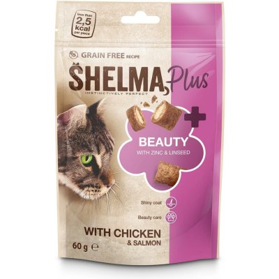 Shelma Cat Snack Beauty polštářky kuřecí losos 60 g – Zbozi.Blesk.cz