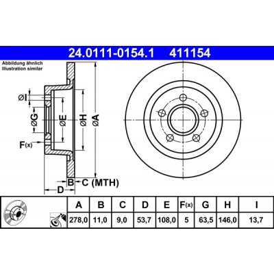 Brzdový kotouč ATE 24.0111-0154 (AT 411154) | Zboží Auto