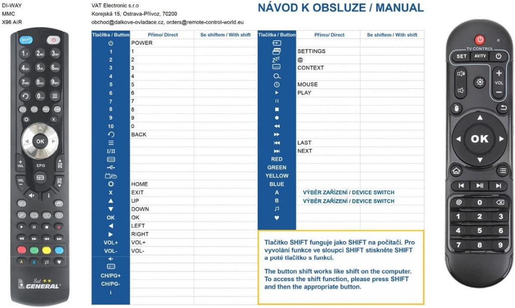 Dálkový ovladač General DI-WAY X96 Max plus