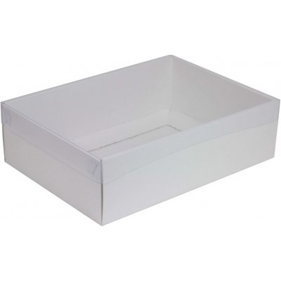Dárková krabice s průhledným víkem 350x250x100/35 mm, bílá – Zboží Mobilmania