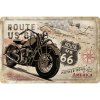 Obraz Nostalgic Art Plechová cedule Route 66 motorka a mapa 20 x 30 cm
