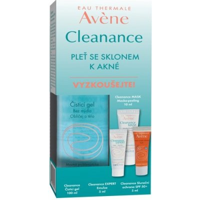 Avène Cleanance testovací mycí gel 100 ml + Triacneal 5 ml + SPF50 5 ml +  maska 10 ml dárková sada) od 115 Kč - Heureka.cz