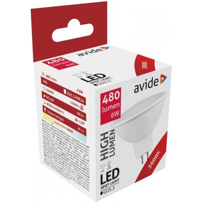 ARMIN TRADE KFT. Prémiová LED žárovka MR16 6W 480lm 12V teplá ekv. 40W ABGU53WW-6W-AP-12V – Zboží Mobilmania