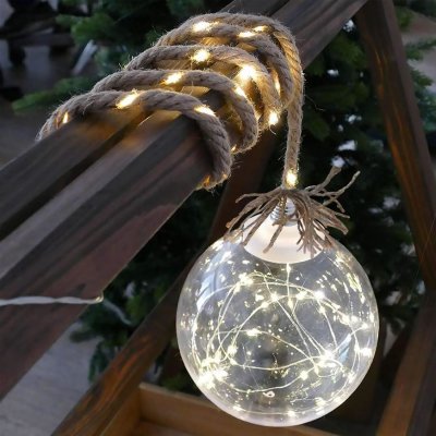 MagicHome Dekorace Vánoce Balldeco koule na laně 50 LED teplá bílá 3xAA interiér – Zbozi.Blesk.cz