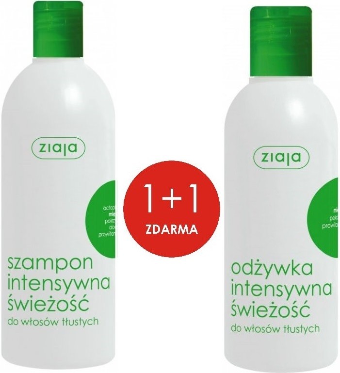Ziaja Intenzivní svěžest šampon na mastné vlasy 400 ml + Intenzivní svěžest  kondicionér na mastné vlasy 200 ml dárková sada od 70 Kč - Heureka.cz