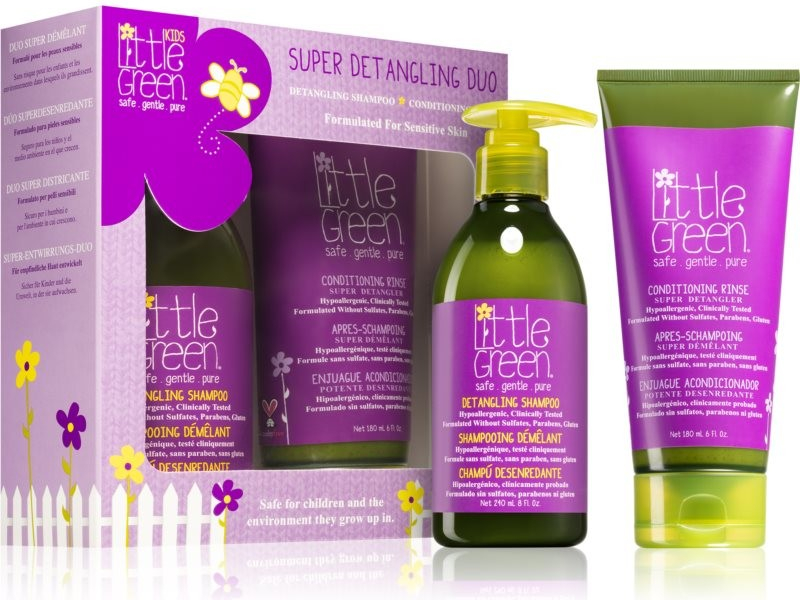 Little Green Kids Super Detangling šampon pro snadné rozčesávání 240 ml + balzám pro snadné rozčesávání vlasů 180 ml dárková sada