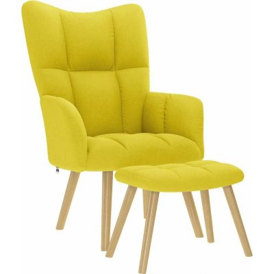 vidaXL 4016785 Relaxační s podnožkou textil Světle žlutá – Zboží Dáma