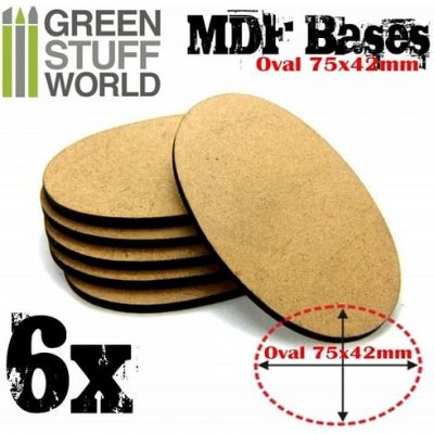 Dřevotřískové podstavce MDF Bases Oval 75 x 42 mm 6 ks