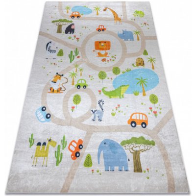 Makro Abra Bambino 50230 Uličky Zvířátka Auta Zoo béžový zelený – Zboží Dáma