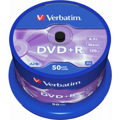 Verbatim DVD+R 4,7GB 16x, AZO, spindle, 50ks (43550) – Zboží Mobilmania