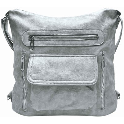 Praktický světle šedý kabelko-batoh 2v1 s kapsami – Zboží Mobilmania