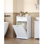 VASAGLE Koupelnová skříňka s výklopným košem na prádlo bílá – Zboží Mobilmania