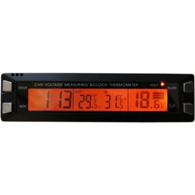 Teploměr IN/OUT + tester autobaterie + hodiny | Zboží Auto