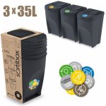 PROSPERPLAST Odpadkový koš SORTIBOX 3 x 35 l antracit – Zboží Mobilmania