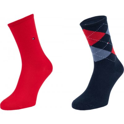 Tommy Hilfiger WOMEN CHECK SOCK 2P Červená Tmavě modrá – Zbozi.Blesk.cz