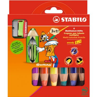 Stabilo 8806-2 Woody sada pastelek ořezávátko 3v1 6 ks – Zboží Mobilmania