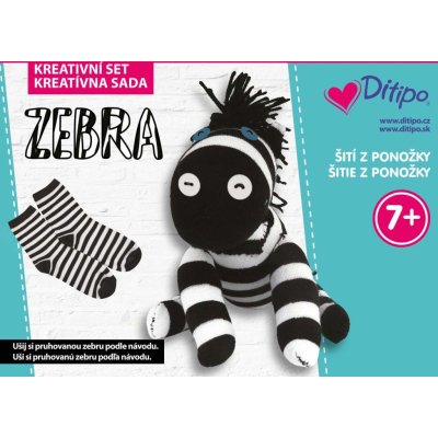 Ditipo Kreativní set Šití z ponožky Zebra 21 x 16 x 4 cm věk